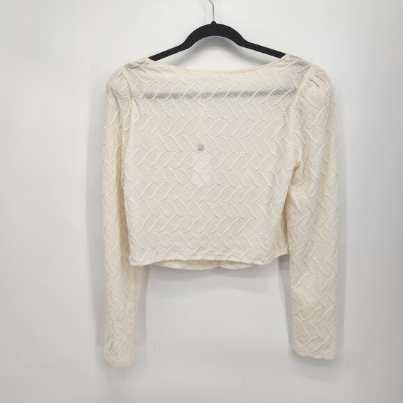 NWT ASTR the Label Cream Long Sleeve Ruched Center Cropped Top Women's XL3we` - Picture 10 of 10